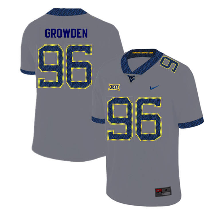 2019 Men #96 Josh Growden West Virginia Mountaineers College Football Jerseys Sale-Gray